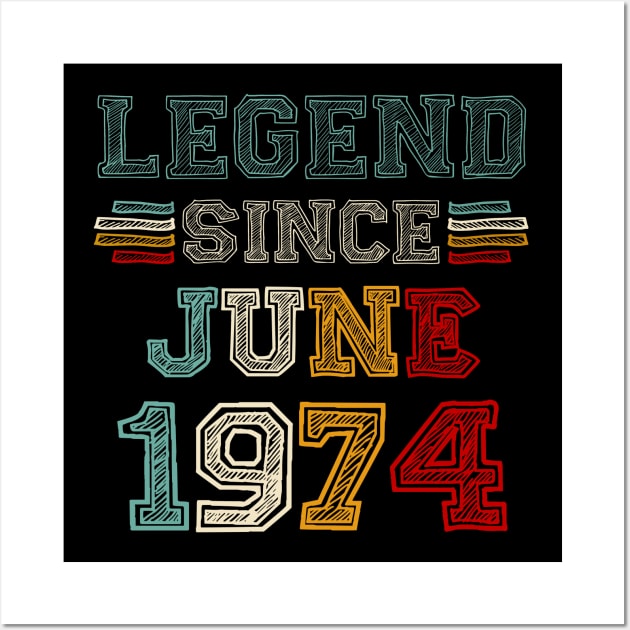 49 Years Old Legend Since June 1974 49th Birthday Wall Art by Red and Black Floral